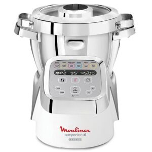 Procesador de alimentos multifuncional de 1550 W, blanco/gris, cuchilla de acero inoxidable.