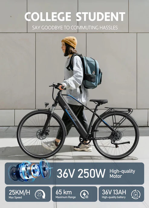 Bicicleta Eléctrica DUOTTS C29 Lite 250W Cumple Normativa UE 36V 13Ah Largo Alcance Ruedas Finas 27.5" 700C*42C Viajes Urbanos - Image 5