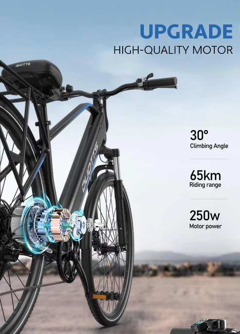 Bicicleta Eléctrica DUOTTS C29 Lite 250W Cumple Normativa UE 36V 13Ah Largo Alcance Ruedas Finas 27.5" 700C*42C Viajes Urbanos