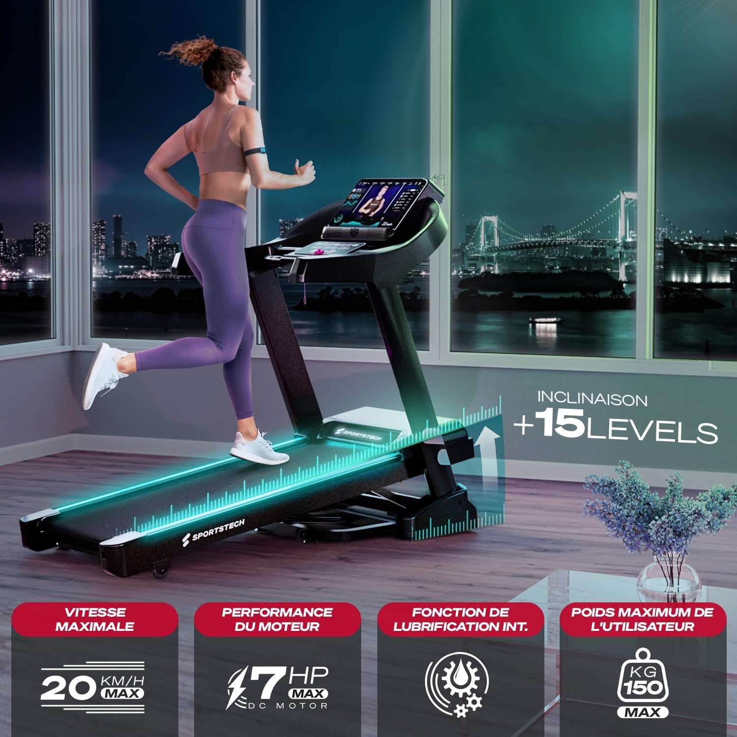 Cinta de correr profesional Sportstech F37s con 1 año de aplicación STL incluida. - Image 7